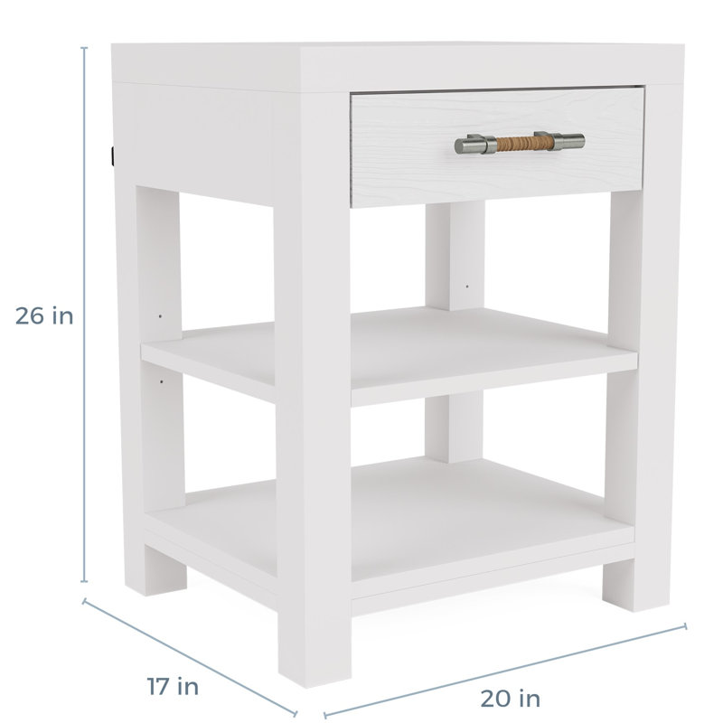 Table de chevet 1 tiroir Lana, Blanc