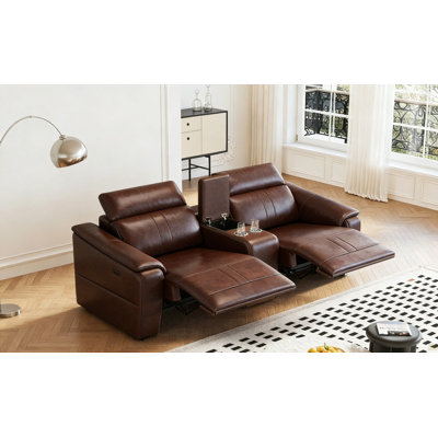3-Piece Modular Leather Sofa With 2 Cup Holders,Comfortable Sectional Sofa Set