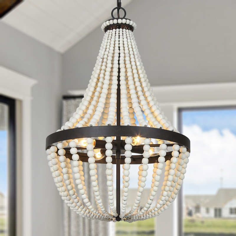 4 - Light Empire Chandelier with Beaded Accents