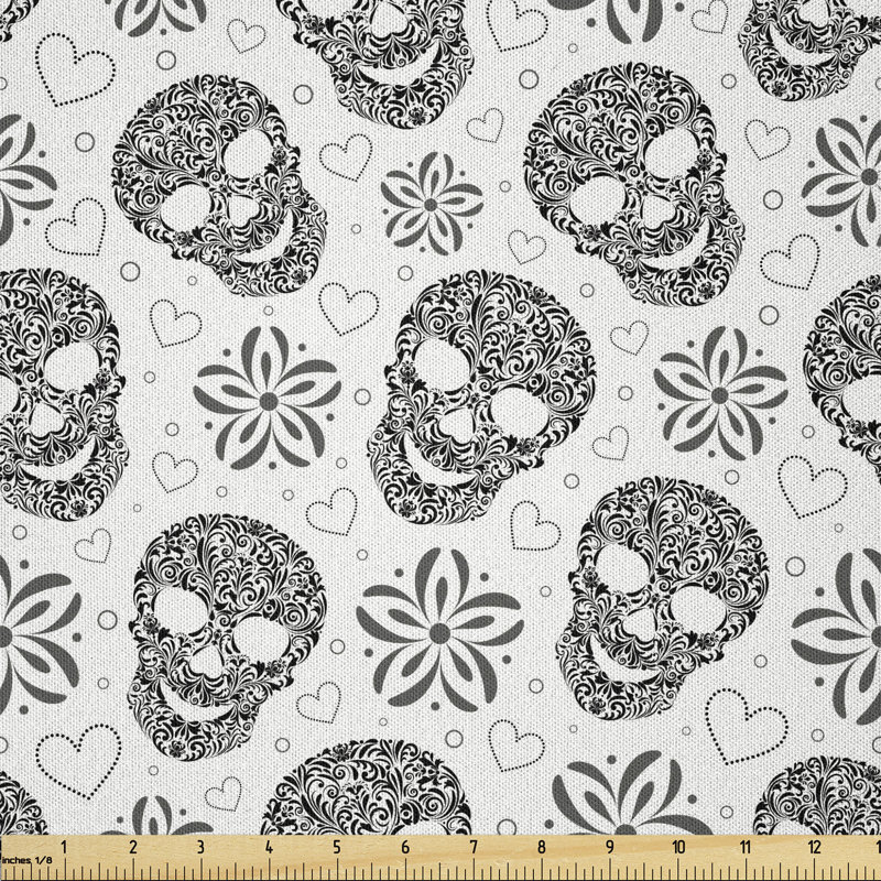 Daci Floral Skulls Daisies Hearts Fabric