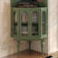 Armoire de coin en bois massif vert