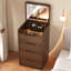 (48cm) (noyer) Bureau de coiffeuse 3 en 1 avec miroir Plip, petit ensemble de coiffeuse avec bureau en verre visible, coiffeuse compacte à maquillage avec 3 tiroirs-596479666-596479669