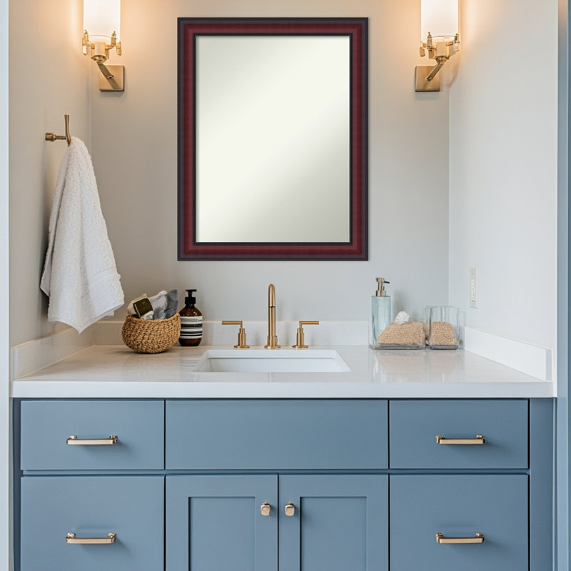 Miroir de salle de bain mural Dalat, 27,75 po x 21,75 po, Cerisier