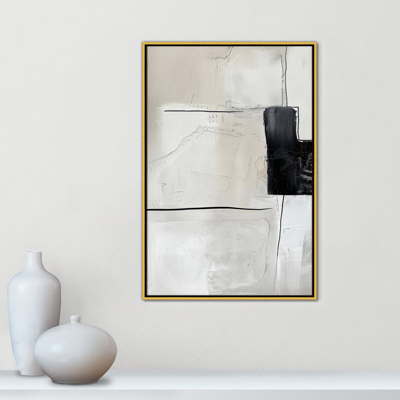 «Neutral Balance I Print» par Lazar Studio, Toile avec cadre, L 25,5 po x H 37,5 po, Flotteur doré
