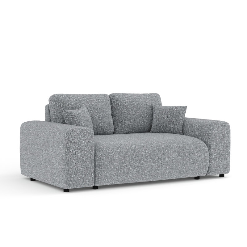 Two-seater square arms loveseat sofa, Grey