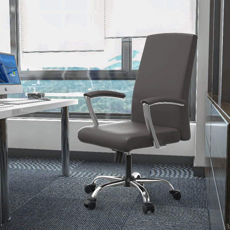 Fauteuil de bureau en cuir Kenil, Gris
