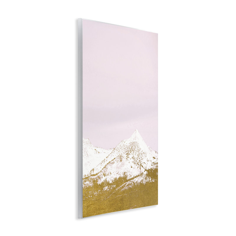 Plaque enneigée de montagne enneigée rose, design par Gemma Bardot, H 15 po x l 10 po