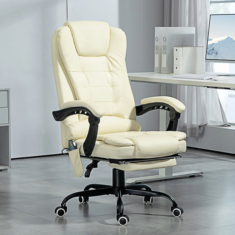 Fauteuil de massage vibrant à 7 points, fauteuil d'ordinateur à haut dossier avec support lombaire