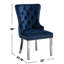 2 chaises à oreilles boutonnées, bleu, avec pattes et tissu bleu élégant, dossier, remarquable
