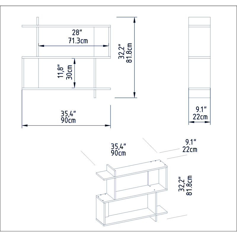 2 Piece Tiered Shelf, White