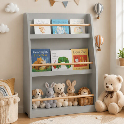 Étagère à livres à 3 niveaux pour enfants, gris
