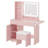 Vanity Desk Set With Led Lighted Mirror & Power Outlet, Makeup Table Top with 3 Open Bookcases, 3 Cubbies, 2 Drawers, Dresser Table for Bedroom, Checkroom-1231188404