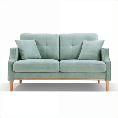 Loveseat Sofa 2-Seater with USB Ports, Sky Blue for Small Spaces | Baby Blue | Fabric
