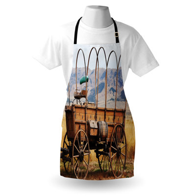 East Urban Home American Apron Unisex Nostalgic Wild Western Adult Size Brown Yellow