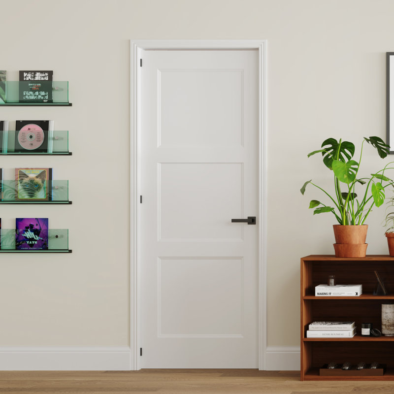 Dalle de porte intérieure moulée 3 panneaux Shaker Core, 24 po x 80 po, S'ouvre à droite vers l'intérieur