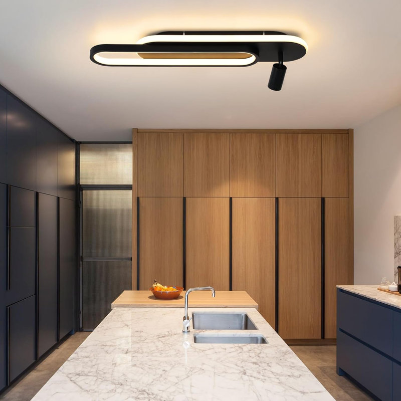 LED Dimmable Flush Mount, Matte Black
