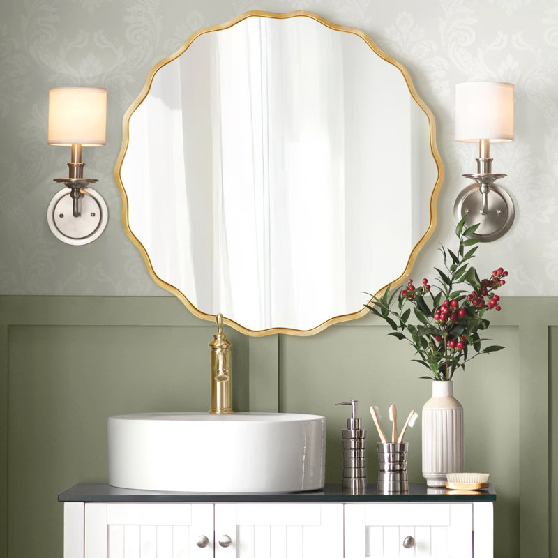 Miroir mural Scalloped, Doré, 23,6 po x 23,6 po