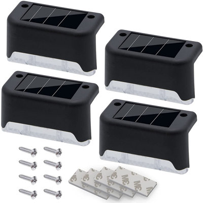 Satin Black Solar Powered Integrated LED Deck Light Kit Pack