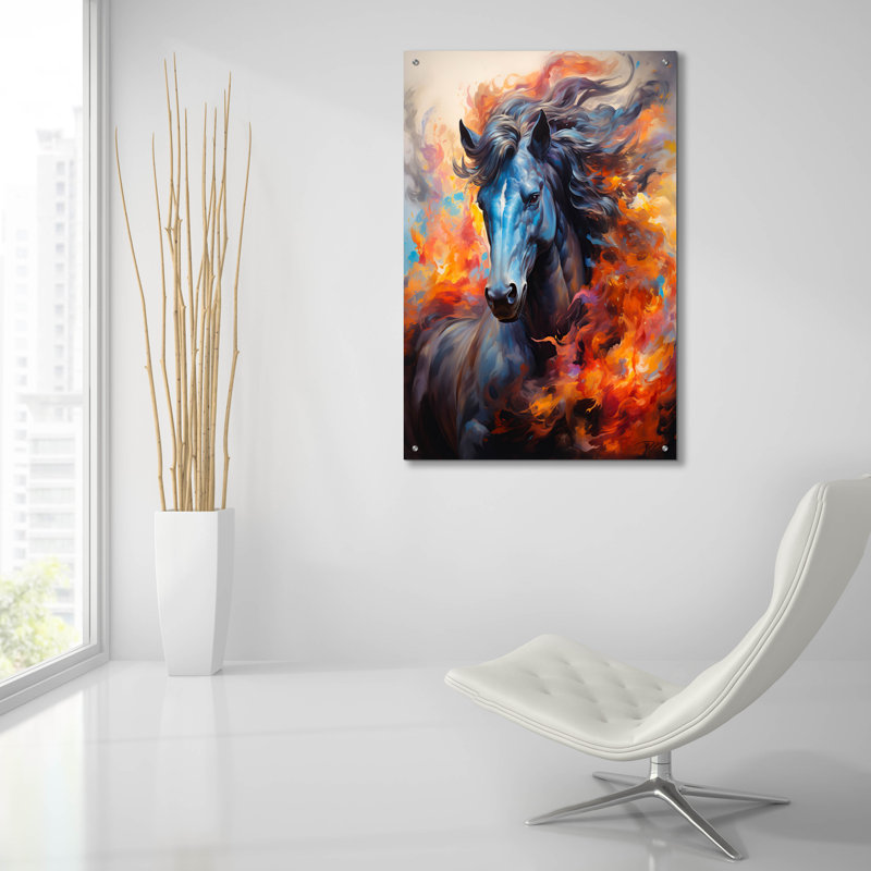 «Fire Horse» par Momart, art mural en verre acrylique, H 36 po x l 24 po x P 0,2 po
