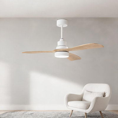 White 48 in Ceiling Fan with Remote Operation, Seasonal Airflow and DC Motor, LED Illumination