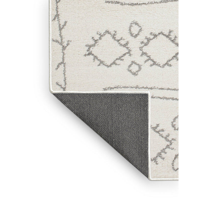Tapis contemporain gris / crème Burslem, Rectangle 4 pi x 6 pi