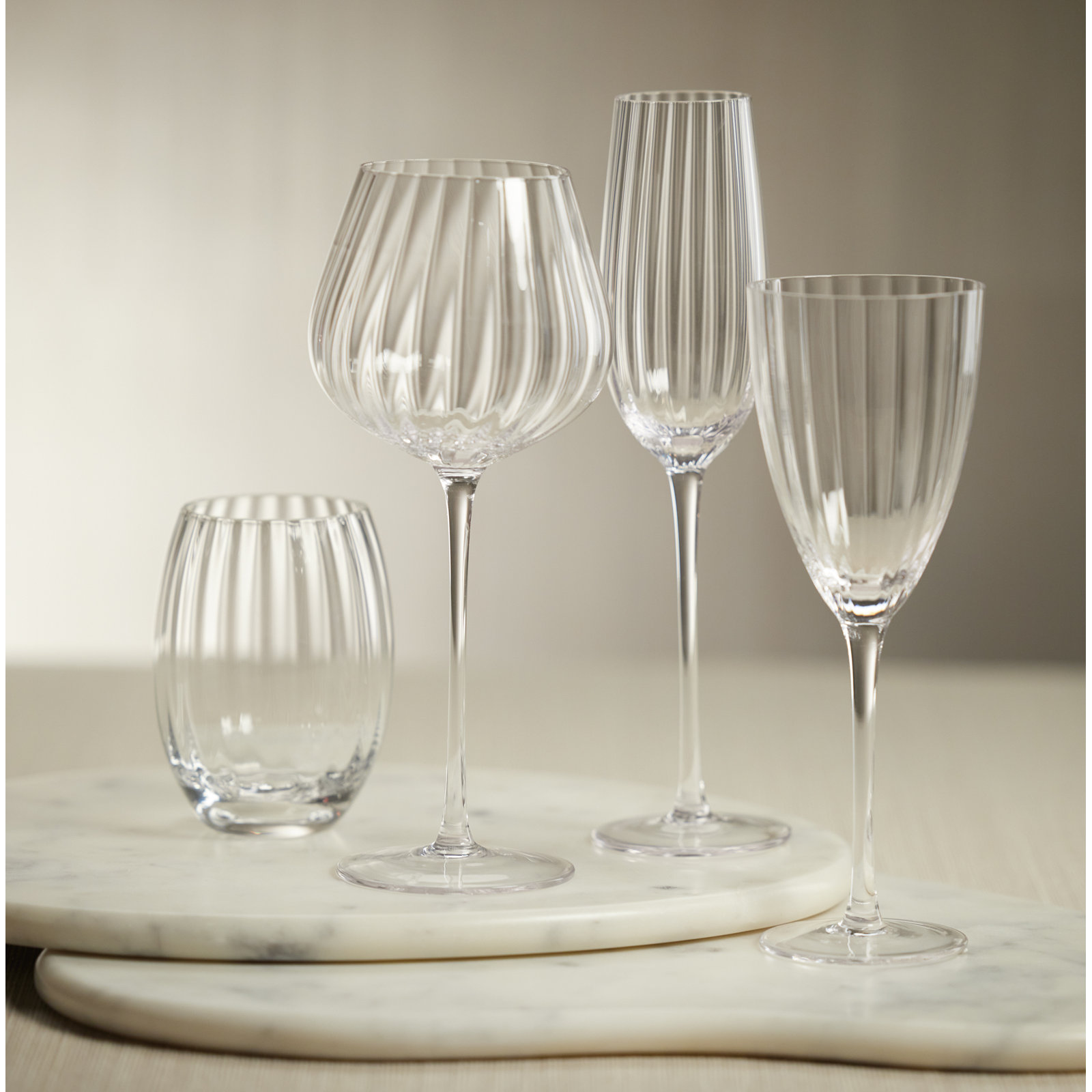 Boulder Ribbed Champagne Flute, Clear