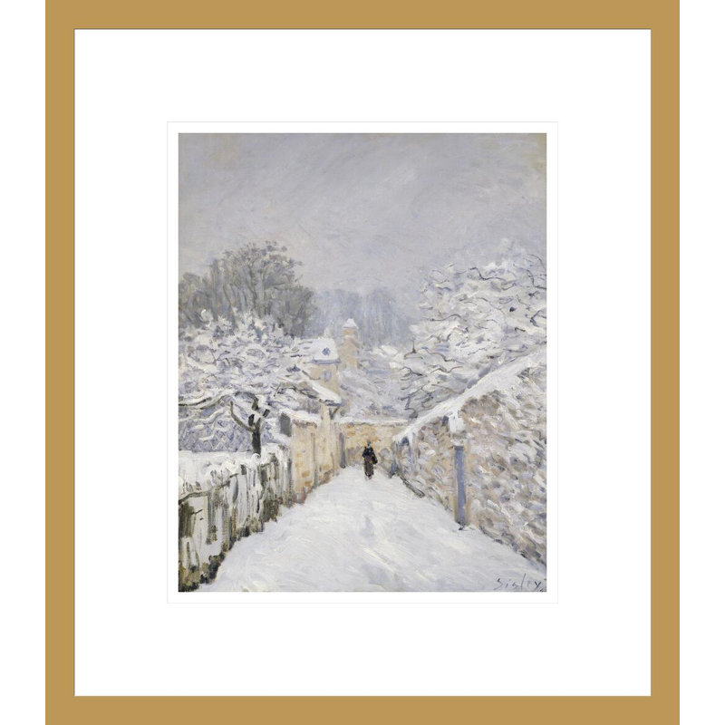 «Snow at Louveciennes» par Alfred Sisley, impression giclée sur cadre, H 15,72 po x l 13,75 po