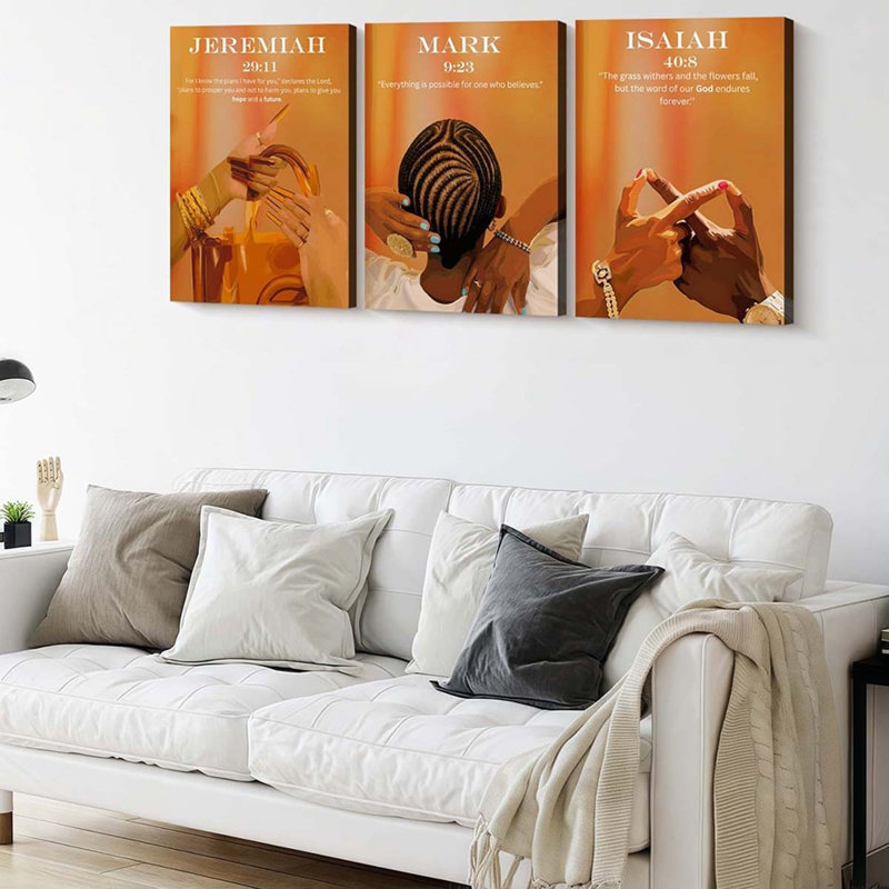 3 Piece Wrapped Canvas Print, 40 cm H x 90 cm W