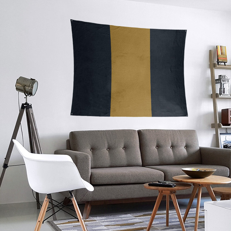 Tapisserie en polyester Jacksonville, H 88 po x l 104 po, Noir / or