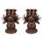 Bronze Large Deer Antler Planter Urn Sculpture Pair