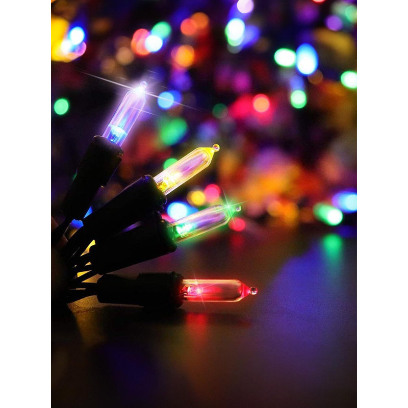  Multicolore, lumières de Noël à piles, guirlandes de lumières imperméables avec 8 modes pour décoration de jardin d'arbre, 16 pi, 50 DEL, paquet de 2