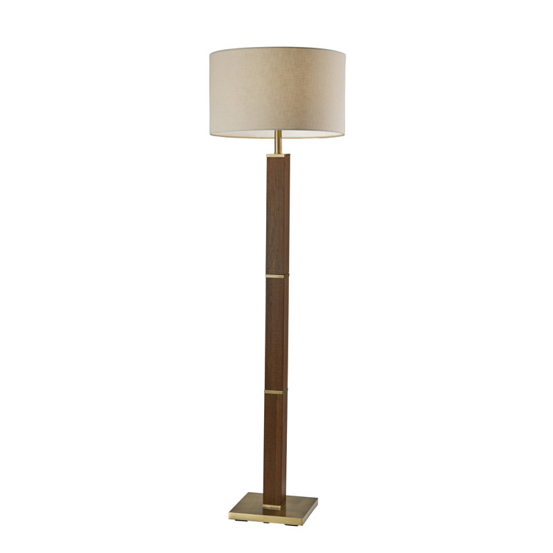 Lampe sur pied 62 po Medeiros, Laiton antique, Beige