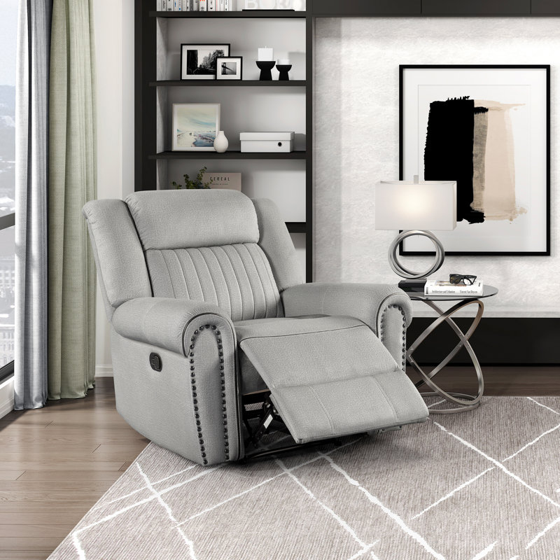 Fauteuil inclinable manuel en microfibre texturée 41 po Cappella, Manuel - levier / poignée