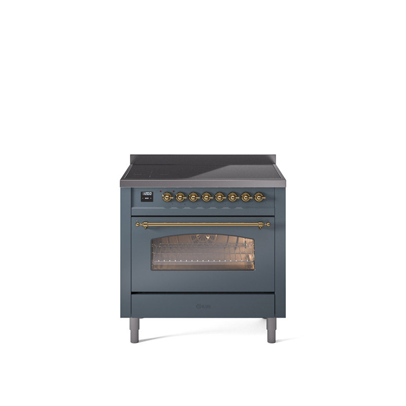 ILVE Nostalgie II 36 in Induction Range, Blue Gray/Brass