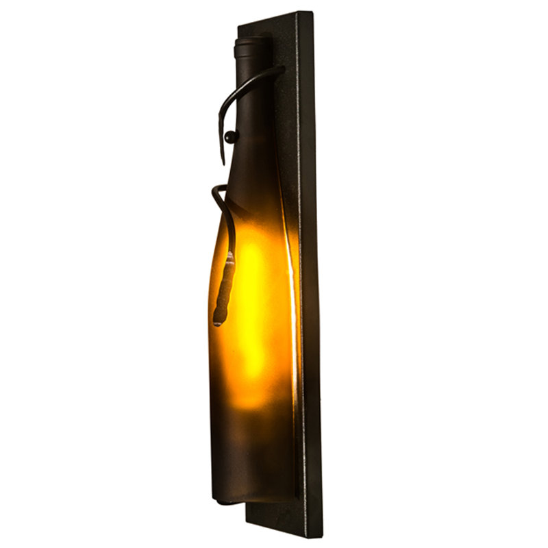 Tuscan Vineyard Wine Bottle 1 - Light Flush Mounted Sconce, Gray, Amber, T6.5