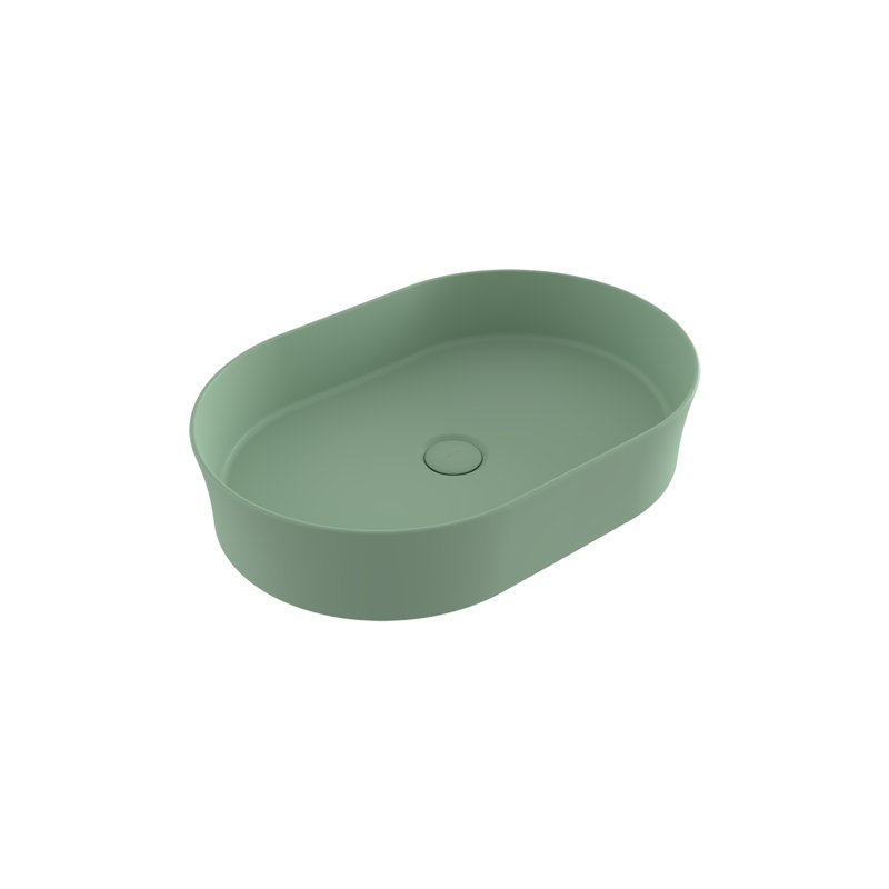Sottile Slim Line Countertop Basin - 55x38cm, 0TH, Matte Mint Green