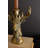  Set of Two Resin Taper Candle Holders Deer Design Decorative Tabletop Decor Accent Gold Distressed Finish
