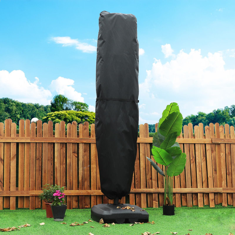 Patio Umbrella Cover For 13'-15' Double-Sided Umbrella, Upgraded 600D Heavy Duty Outdoor Umbrella Covers With Support Pole And Zipper