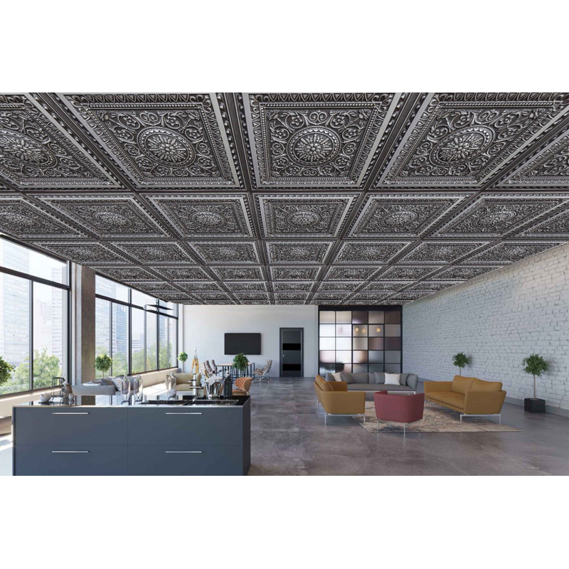 Antique Silver 24'' PVC Decorative Ceiling Tile