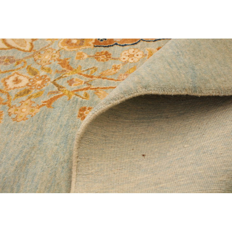 Tapis unique en laine noué à la main 9 pi x 11 pi 10 po bleu clair nouvel âge Yaak