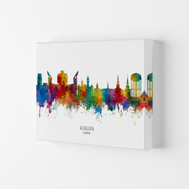 Auburn Alabama Skyline by Michael Tompsett - Print, Wrapped Canvas, 21cm H x 29.7cm W x 4cm D