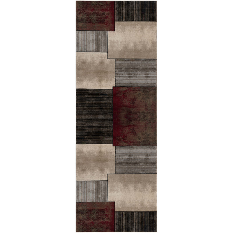 Tapis gris / beige Barrville, Tapis de couloir 2 pi x 8 pi
