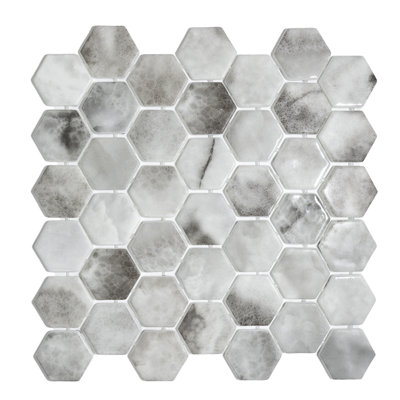 Eterna Hex 1" x 1" Honeycomb Glass Mosaic Floor and Wall Tile