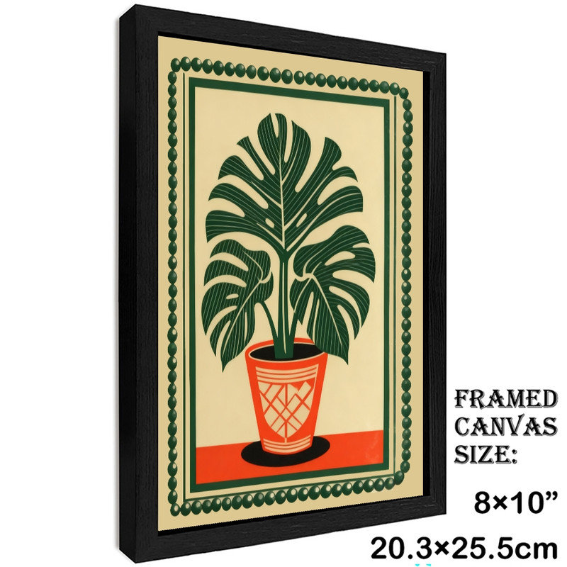 Black Framed Vintage Botanical Plant Wall Art - Whimsical Folk Art Decor Framed Prints, 11" H x 9" W