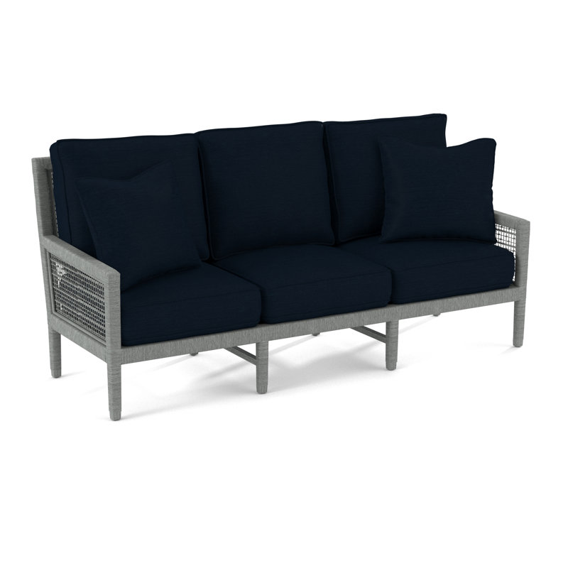 Pine Isle 76" Square Arm Sofa with Reversible Cushions, Navy Textured, 0805-61, Celery