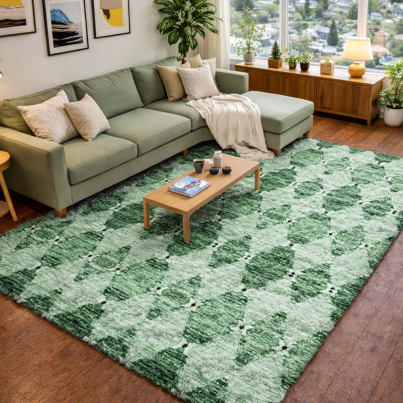 Tapis marocain de qualité supérieure à poils longs Dream Shag ADS610, Emerald, 5' x 7'6"