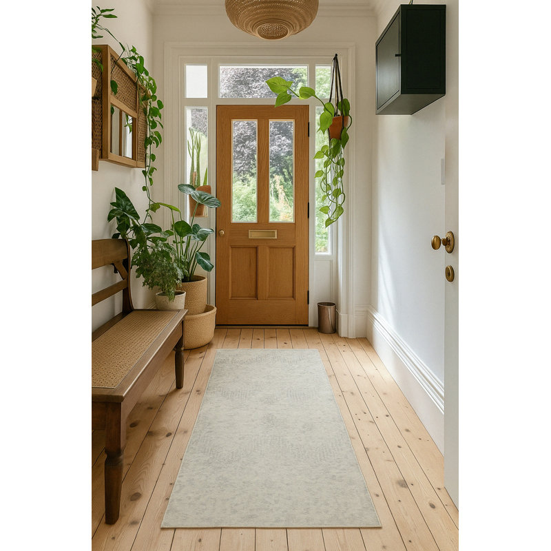 Tapis de couloir intérieur en damas gris / beige 2 pi x 6 pi (2 pi 3 po x 5 pi 11 po) Branch Branch Liora