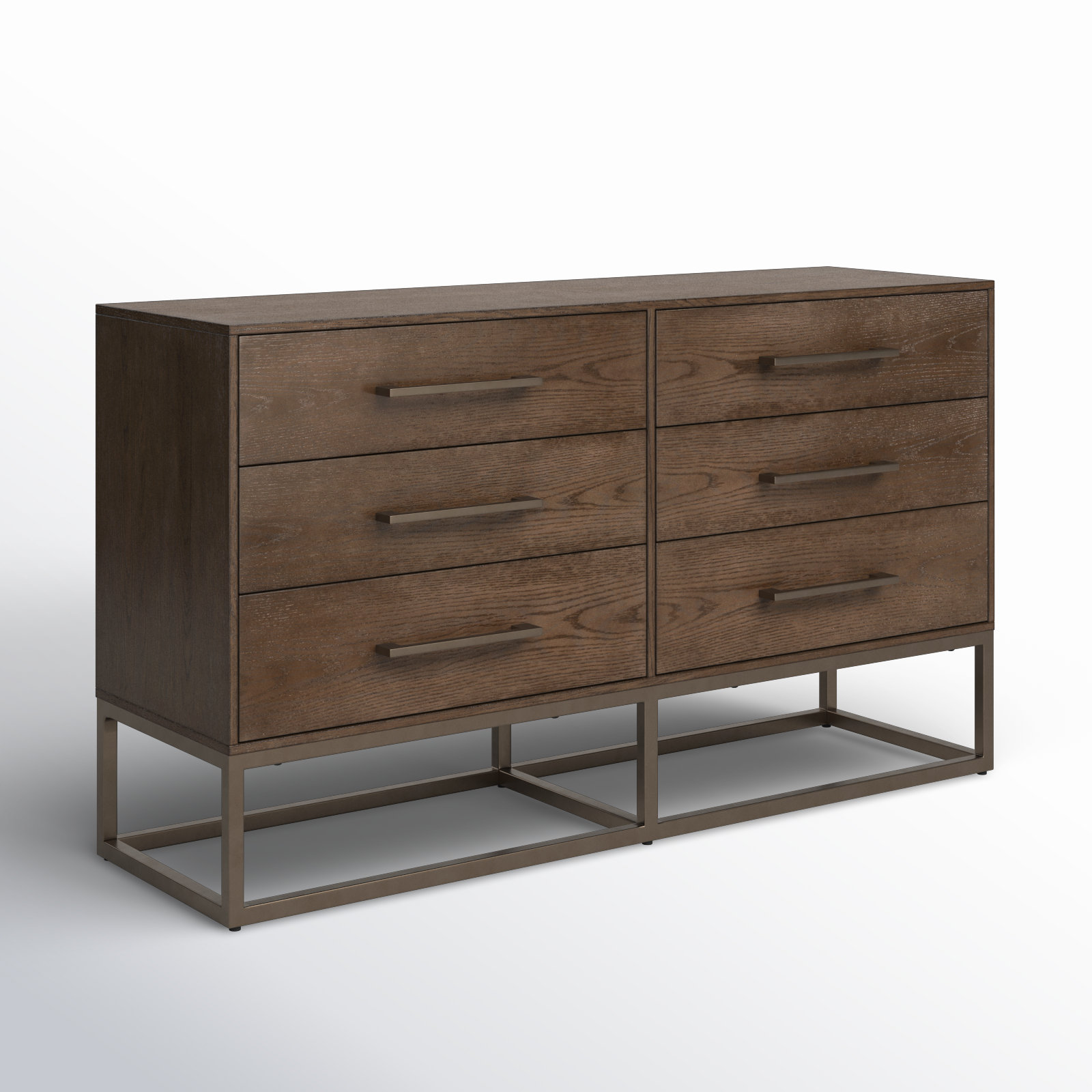 Sheldon 6 - Drawer Double Dresser, Gunmetal/Ash Brown