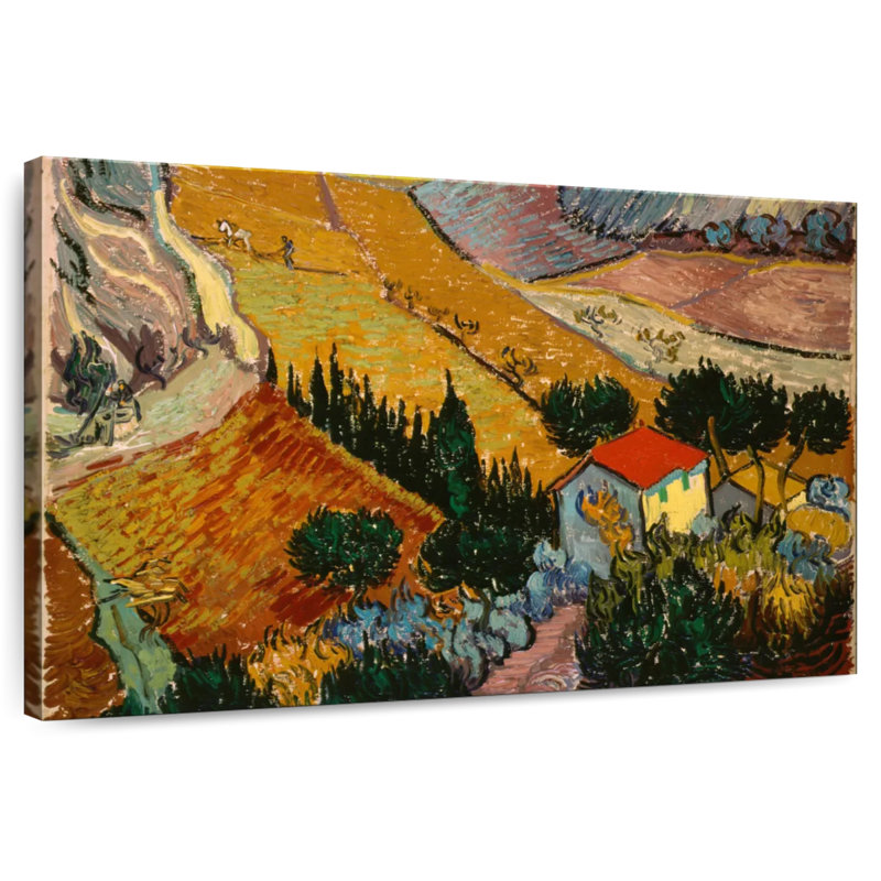 Alvord, paysage avec maison et laboureur, H 20 po x l 30 po