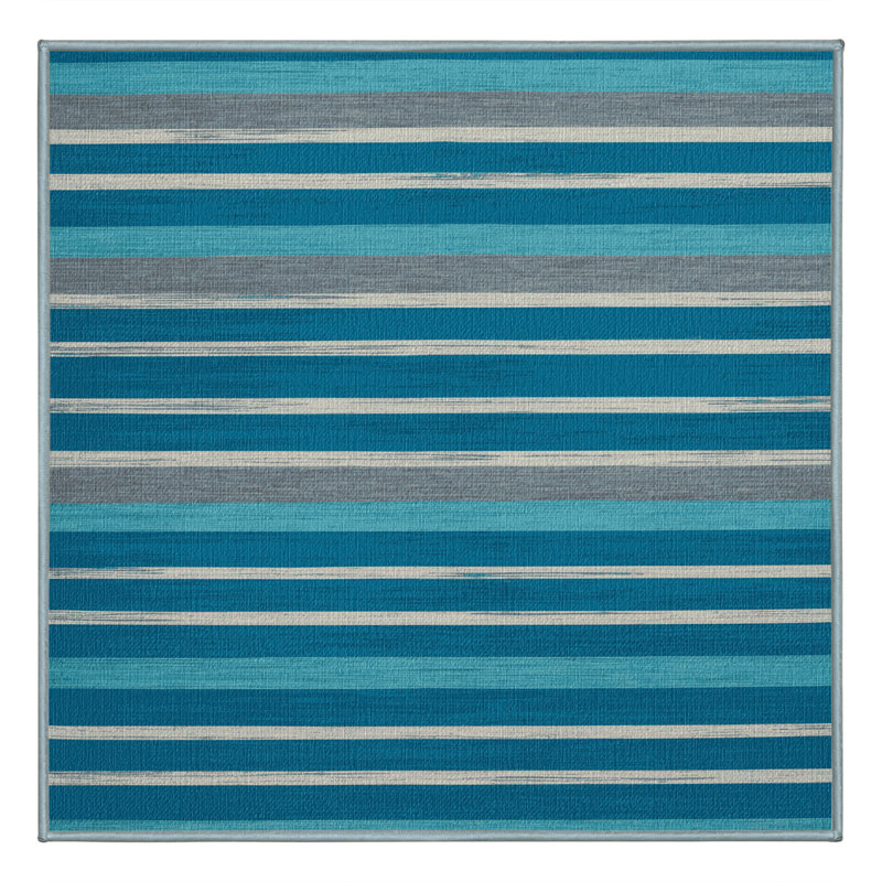 Washable Cerulean Light Gray Striped Area Rug, Rectangle 2' x 3'